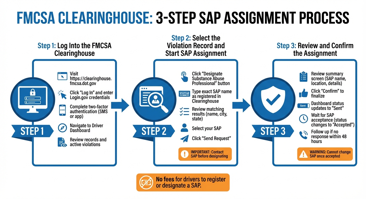 How to Assign a SAP in the FMCSA Clearinghouse: Clear Steps
